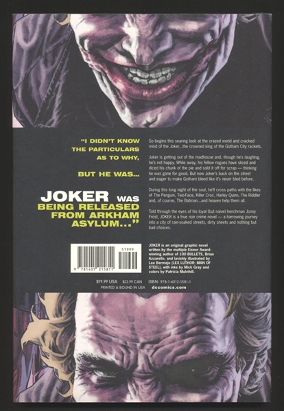 Joker (V2) HC NM 2008 DC Brian Azzarello Lee Bermejo Comic Book