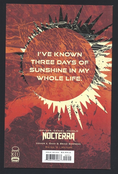 Nocterra #7/E NM 2022 Image 1:10 Dani Variant Comic Book