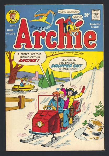 Archie's Girls Betty & Veronica #226 FN Snow Machine 1974 Archie Comic Book