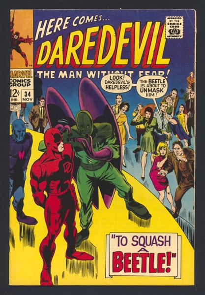 Daredevil #34 FVF Origin The Beetle 1967 Marvel Comic Book