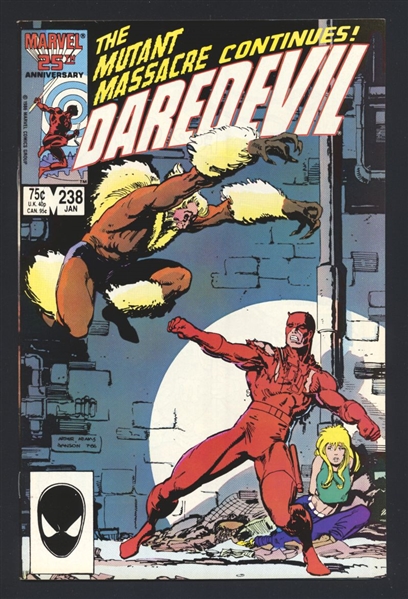 Daredevil #238 VF/NM Sabretooth Arthur Adams Cover 1987 Marvel Comic Book