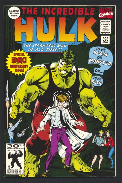 Incredible Hulk #393 VF/NM Dale Keown Foil Cover 1992 Marvel Comic Book