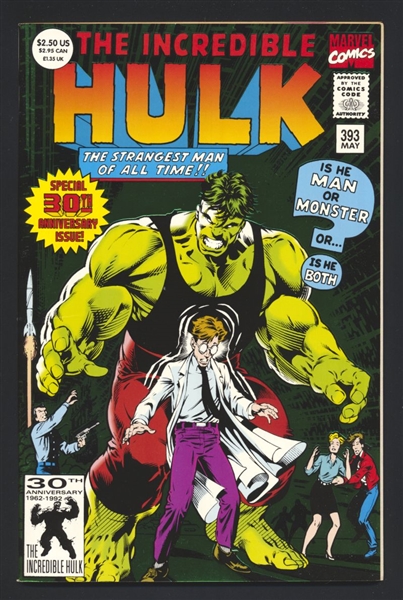 Incredible Hulk #393 FVF Dale Keown Foil Cover 1992 Marvel Comic Book