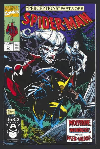 Spider-Man #10 NM Perceptions p3 Wolverine McFarlane 1991 Marvel Comic Book