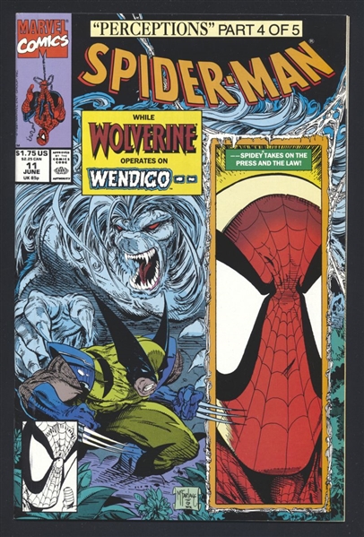 Spider-Man #11 VF/NM Perceptions p4 Wolverine McFarlane 1991 Marvel Comic Book
