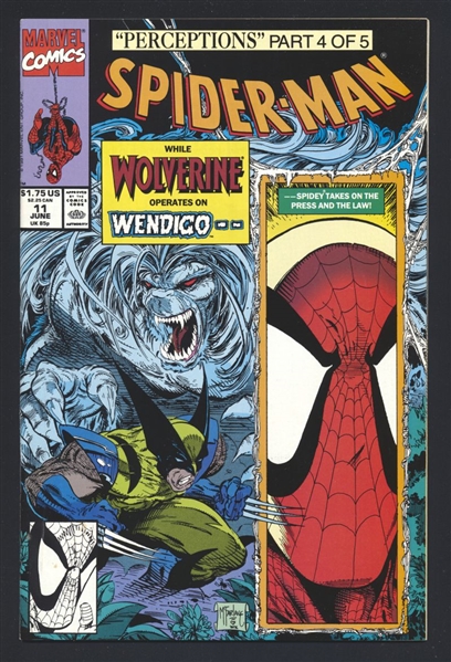Spider-Man #11 NM Perceptions p4 Wolverine McFarlane 1991 Marvel Comic Book