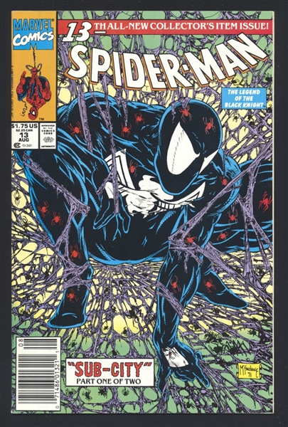 Spider-Man #13 VF/NM NEWSSTAND Black Suit Todd McFarlane 1991 Marvel Comic Book