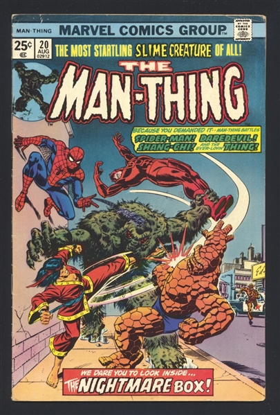 Man-Thing (V1) #20 VGF Daredevil Spider-Man Shang-Chi 1975 Marvel Comic Book
