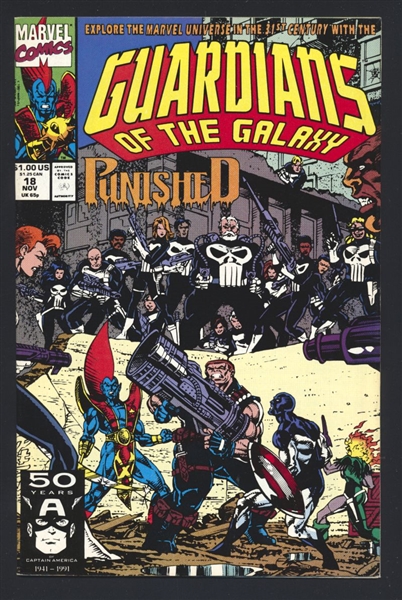 Guardians of the Galaxy #18 FVF 1st Punisher General 1991 Marvel Comic Book