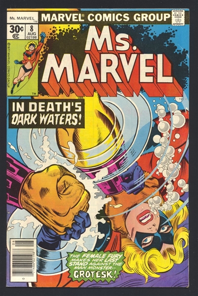 Ms. Marvel #8 FN vs Grotesk 1977 Marvel Comic Book