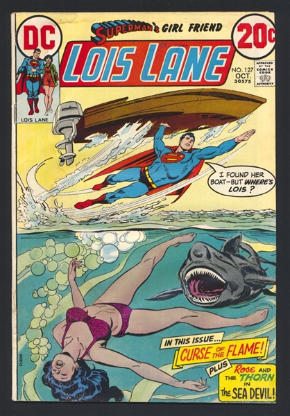 Superman's Girl Friend Lois Lane #127 G Shark Cover 1972 DC Comic Book