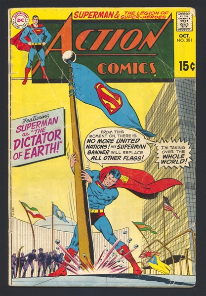 Action Comics #381 G Superman as Dictator of Earth 1969 DC Comic Book