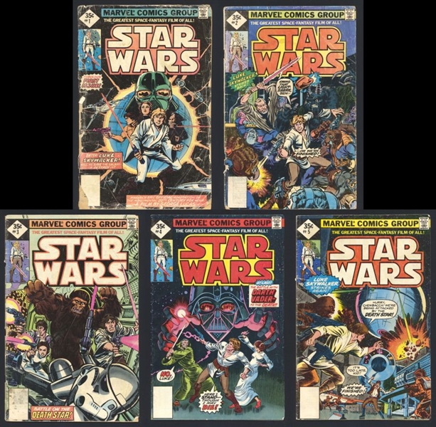 Star Wars RUN #1-5 GVG Whitman Reprints 1977 Whitman Comic Book