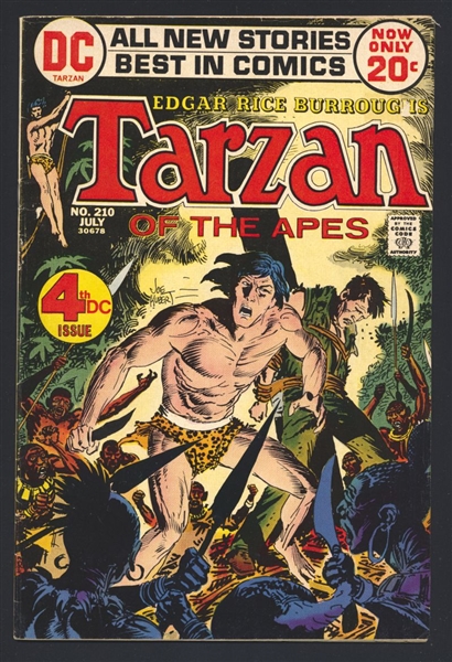 Tarzan #210 FVF Origin of Tarzan 1972 DC Comic Book