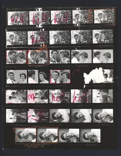 1960s RICHARD BEYMER & DOLORES HART Original Contact Sheet Photo (32 Frames) gp