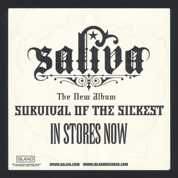 SALIVA Survival of the Sickest Original Promo Sticker MEMPHIS ROCK BAND