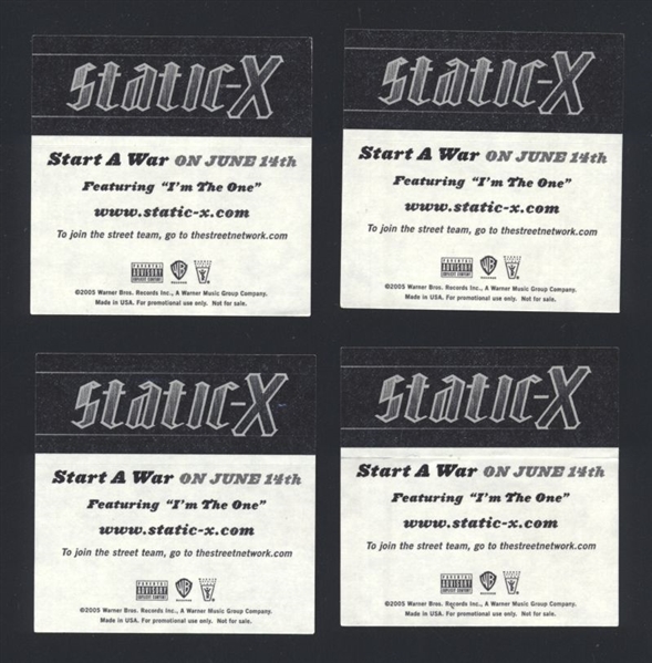 Lot of (4) STATIC-X Start A War Original Promo Stickers INDUSTRIAL METAL BAND