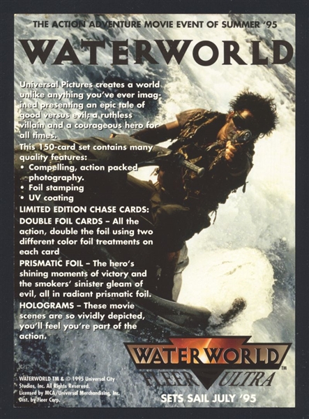 1995 Fleer Ultra WATERWORLD Promo Card Uncut Sheet Panel
