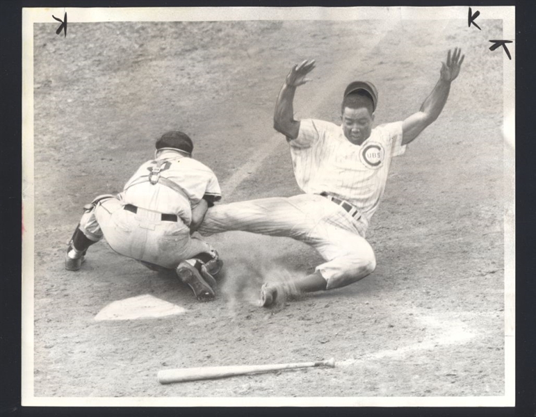 Lot of (2) 1959-66 Chicago Cubs vs San Francisco Giants Original News Photos