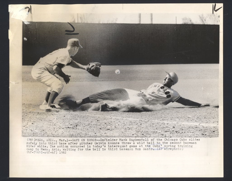 Lot of (2) 1960s Chicago Cubs Boston Red Sox Exhibition Game News Wire Photos