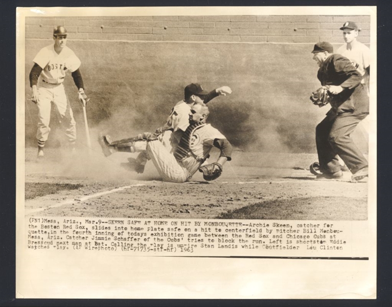 Lot of (2) 1960s Chicago Cubs Boston Red Sox Exhibition Game News Wire Photos
