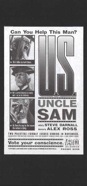 Lot of (2) THE INVISIBLES & ALEX ROSS - UNCLE SAM Wizard Original Posters